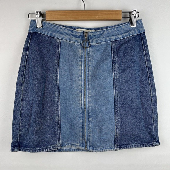 Pacsun Denim Skirt Womens Size 26 Blue Jean Mini Skirt Bohemian Zip Front - Picture 9 of 9